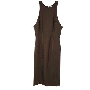 NWT T by Alexander Wang Midi Dress Fitted Racerback Olive Green Women's Size